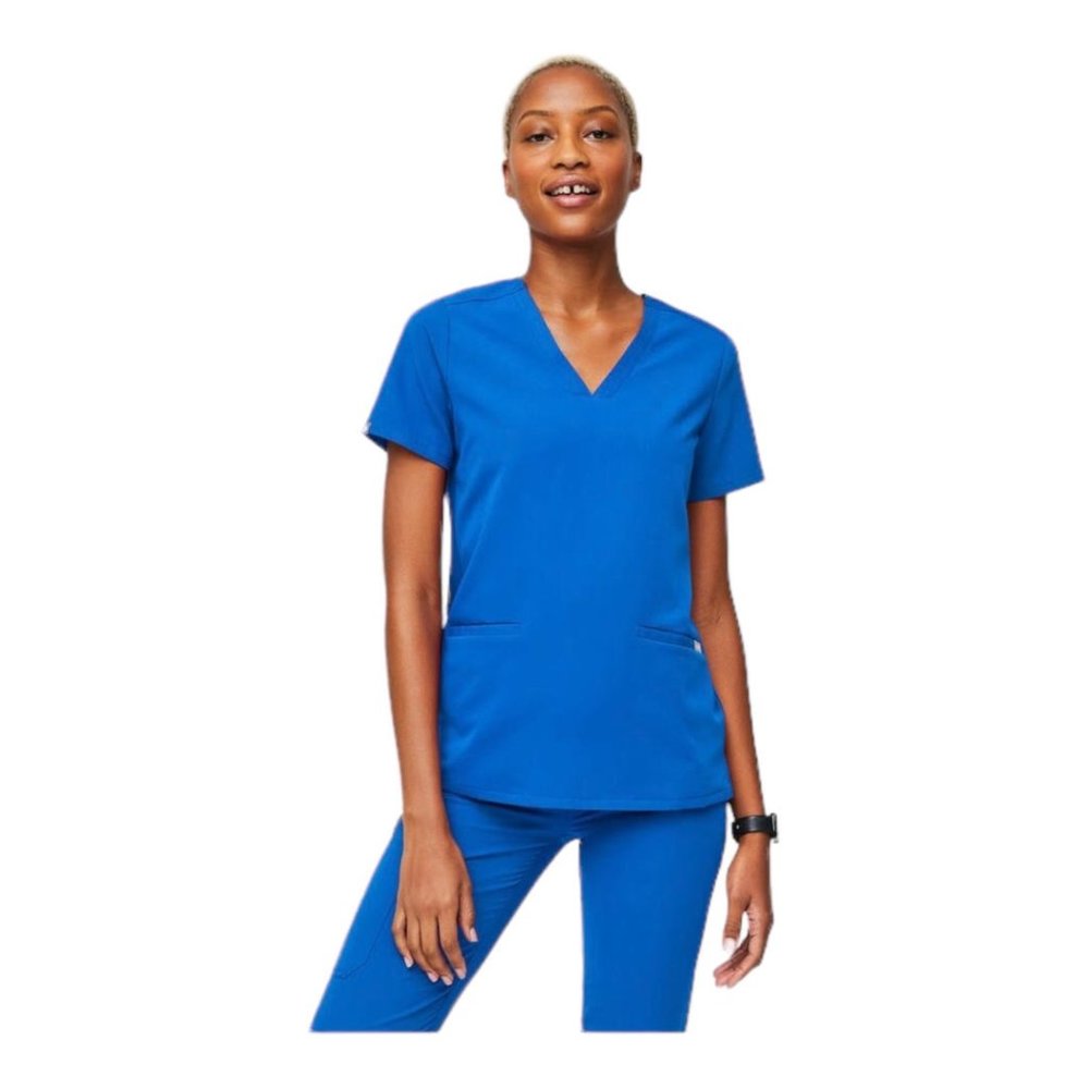Figs Women's Blue V-Neck Top